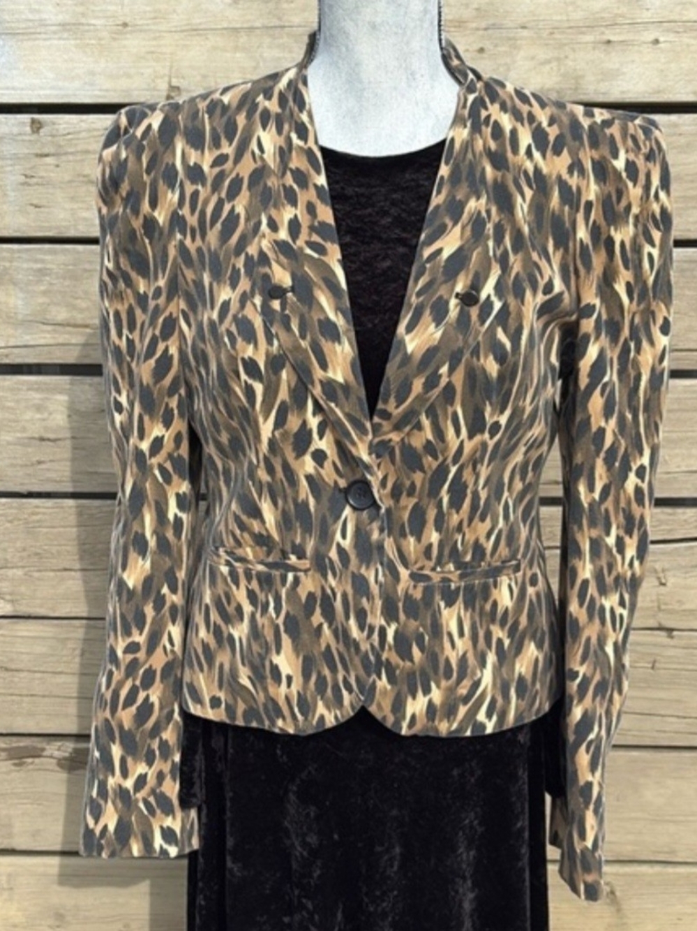 Kardashian Collection Leopard Tailored Print Blazer Sz.Lg